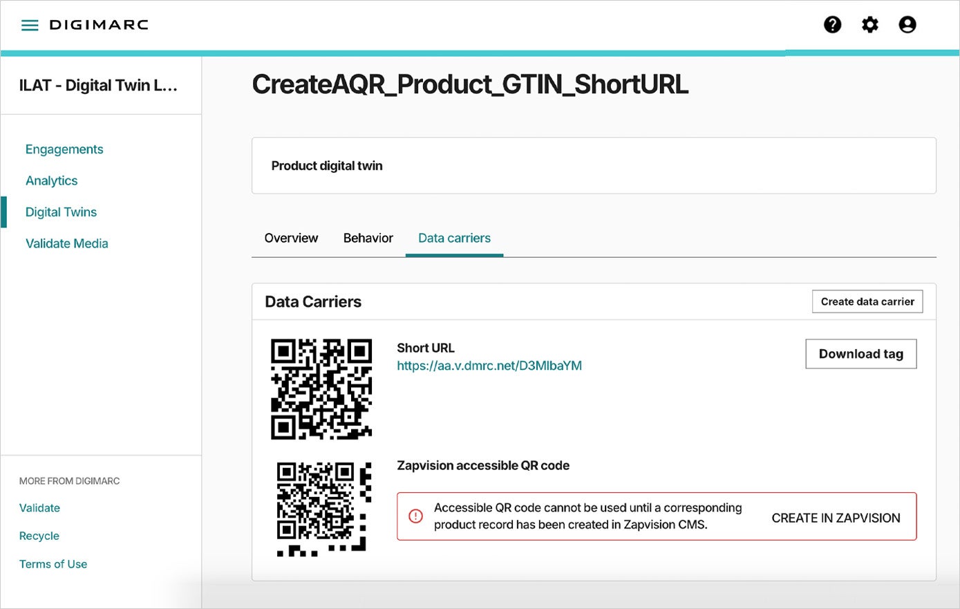 Digital twins with QR codes