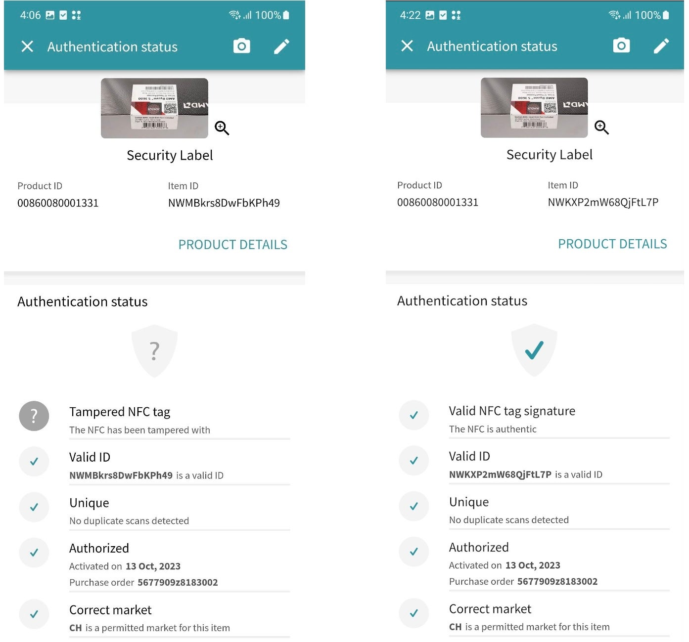 Different authentication checks can be performed via the Illuminate Platform using the information the tag sends via the encrypted extension of the GS1 Digital Link.